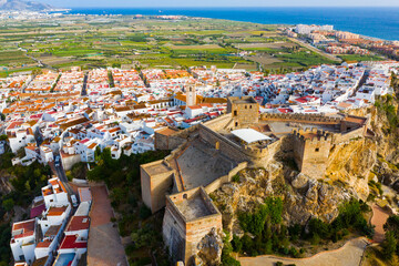 Fototapeta na wymiar Aerial view of Salobrena town on the Costa Tropical in Granada, Spain