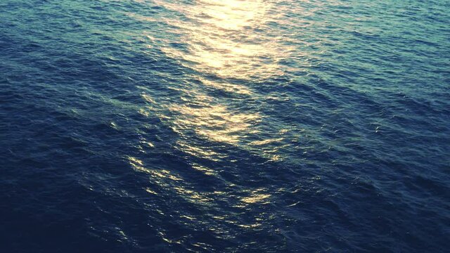 Ocean surface, sea with numerous waves. Drinking water. Suitable for videos about desalination, droughts, environmental problems, lack of drinking water, climate change, global warming, resorts.Looped