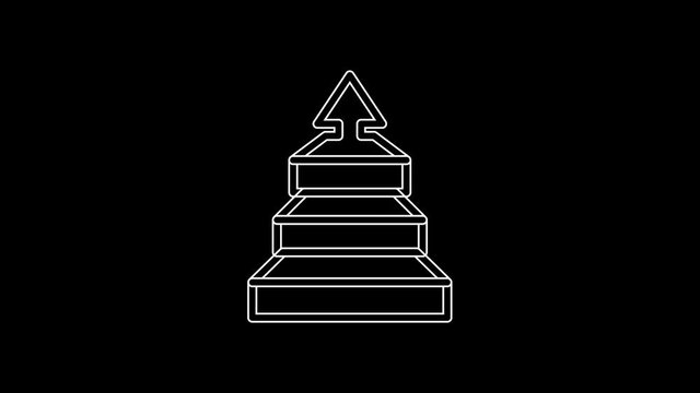 White line Business pyramid chart infographics icon isolated on black background. Pyramidal stages graph elements. 4K Video motion graphic animation