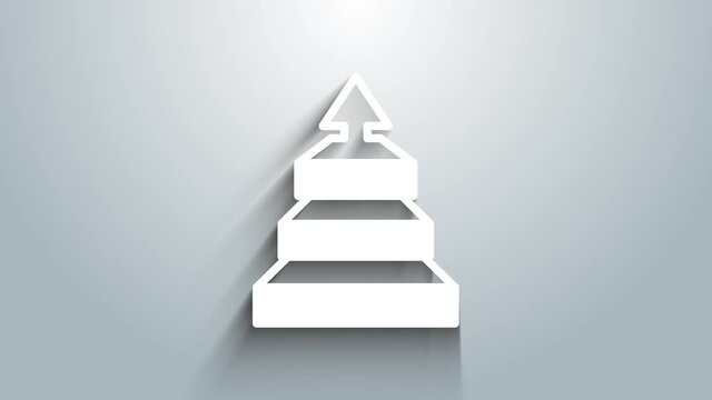 White Business pyramid chart infographics icon isolated on grey background. Pyramidal stages graph elements. 4K Video motion graphic animation