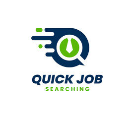 Quick Job Logo Template Design. Letter Q logo. Fast tie vector illustration