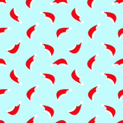 Christmas Santa Claus hats seamless pattern. Merry Christmas or Happy New year vector may be used for wallpaper, wrapping paper, cover, decoration, fabric, textile.