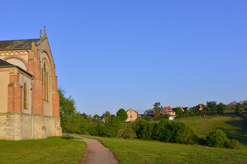 Fototapeta na wymiar Paysage de Monétay-sur-Allier (03500) depuis l'église, département de l'Allier en région Auvergne-Rhône-Alpes, France