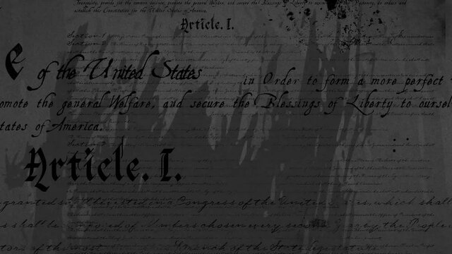 Animation of american constitution text over grey background