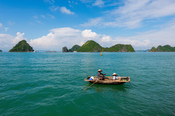 Small Wood Boat in Halong Bay