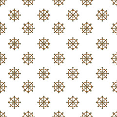 Seamless pattern with marine steering wheel. Maritime vector background.