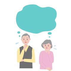 悩んでいる老夫婦のベクターイラスト