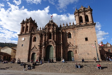 Fototapeta na wymiar Peru Cusco - Catedral del Cuzco - Cusco Cathedral front facade