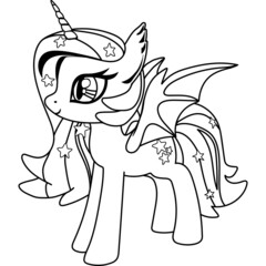 Unicorn with beautiful wings and stars