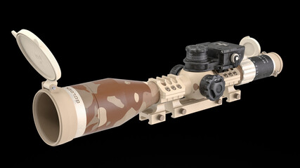 3D render of an optical sight with a ballistic computer for long-range shooting © jack_less