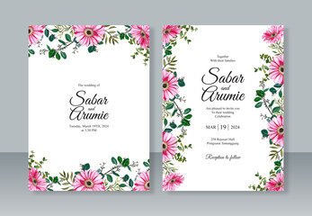 hand painted flower watercolor for wedding invitation template