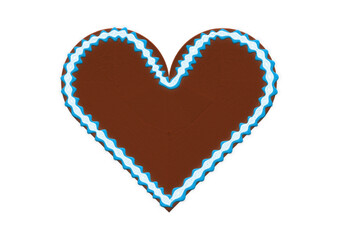 Embroidered gingerbread heart with copyspace