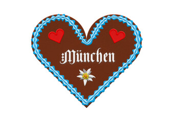 Embroidered Oktoberfest Munich gingerbread heart - obrazy, fototapety, plakaty