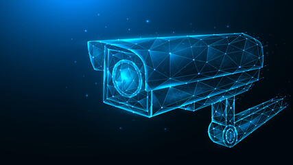 Vector polygonal illustration of cctv camera, security camera, video surveillance system.