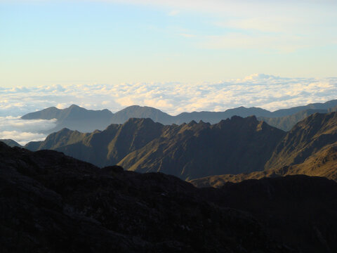 Beautiful view of mountains and clouds in the Sierra Nevada National Park
