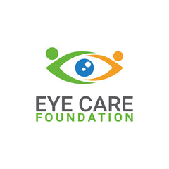 Abstract Eye with People for Eye Doctor Clinic Hospital Care Foundation Community Business Company Logo Design Template.