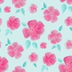 pattern with flowers and plants. the style is watercolor, floral illustration. Seamless pattern