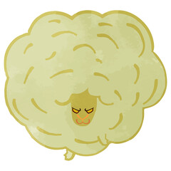 Illustration of a fluffy sheep rushing angry 