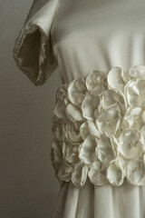 Ecru dress with fabric flowers