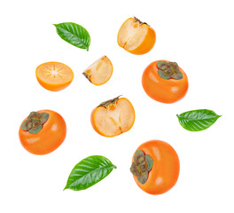  persimmon fruit on white background