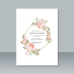 Wedding card template with watercolor floral decoration