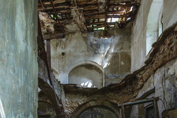 Olesko, Ukraine - June, 2021: Olesko Synagogue Ruins 