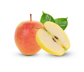 apple and slice on a white background.