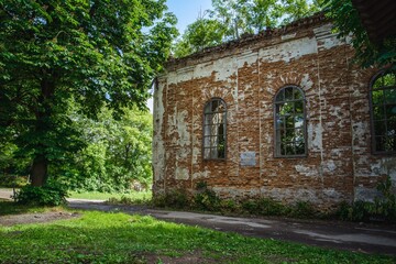 Olesko, Ukraine - June, 2021: Olesko Synagogue Ruins 