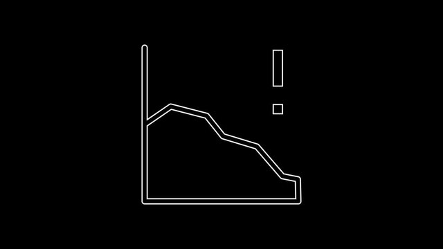 White line Financial growth decrease icon isolated on black background. Increasing revenue. 4K Video motion graphic animation