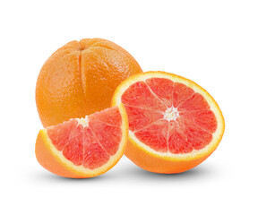 Orange fruits with slice isolated on white background