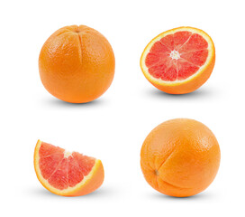 Orange fruits with slice isolated on white background