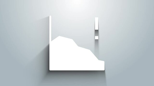 White Financial growth decrease icon isolated on grey background. Increasing revenue. 4K Video motion graphic animation