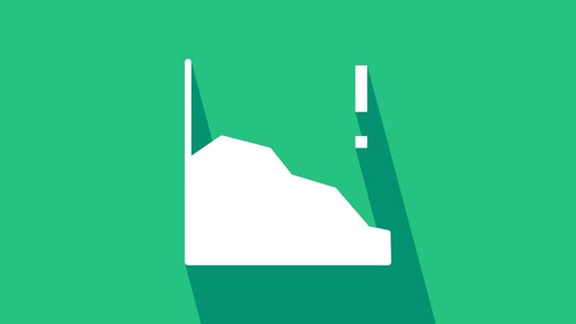 White Financial growth decrease icon isolated on green background. Increasing revenue. 4K Video motion graphic animation