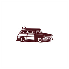 Woody surf wagon illustration Woody Wagon vector Images logo design inspiration