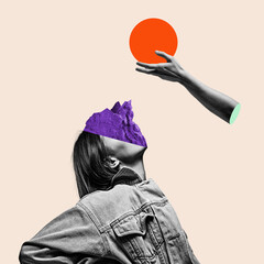 Contemporary art collage. Surrealism, minimalism in art.