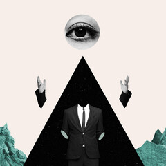 Contemporary art collage. Surrealism, minimalism in art.