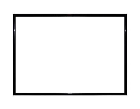 Black frame on white background. Modern border. Black boarder for design picture, presentation, mockup, photo, poster.Photo frame for advertisement. Modern blank flat screen TV set, LCD Television.
