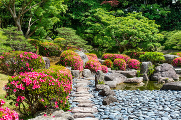 Stone pathway in a Japanese garden