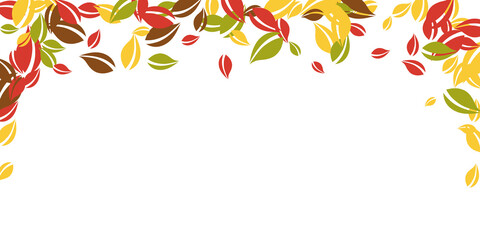 Falling autumn leaves. Red, yellow, green, brown c