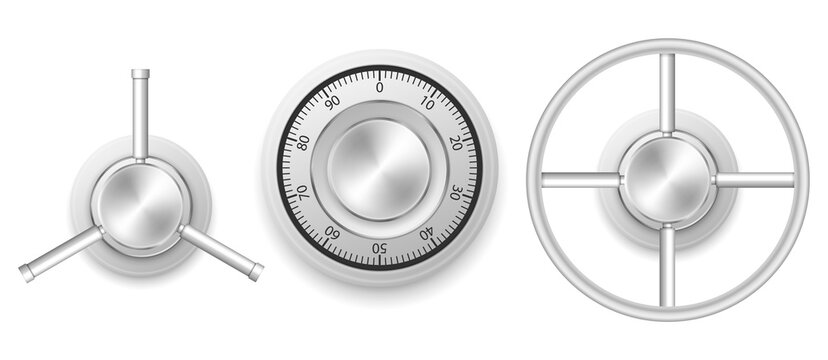 Safe combination lock. Security Concept. Metal Steel Lock For Safety And Privacy. Protection Concept isolated on white background. Vector illustration.