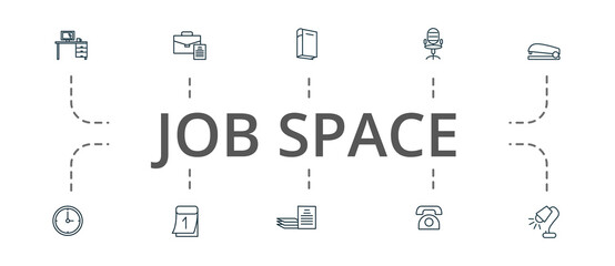 Job Space icon set. Contains editable icons theme such as book, calendar, documents and more.