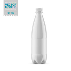 White glossy plastic bottle mockup. Vector illustration.