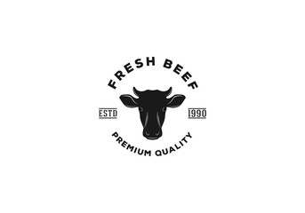 Farm animals logo .Beef, Livestock, farm vintage emblems. Trendy hipster style. Vector illustration in white background