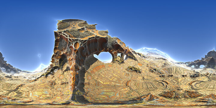 3D Fractal - Suitable for 360 spherical view, this rocky world has organic patterns etched in every detail of its stones and rocks. 