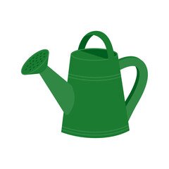 Green watering can isolated on white background, watering flat icon,