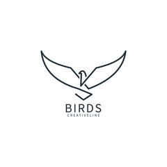 Fototapeta premium Bird line logo design template, icon illustration