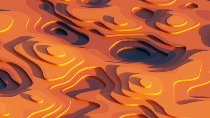 Abstract stepped landscapes background for decoration or design use wallpaper concept, 3D render illustration