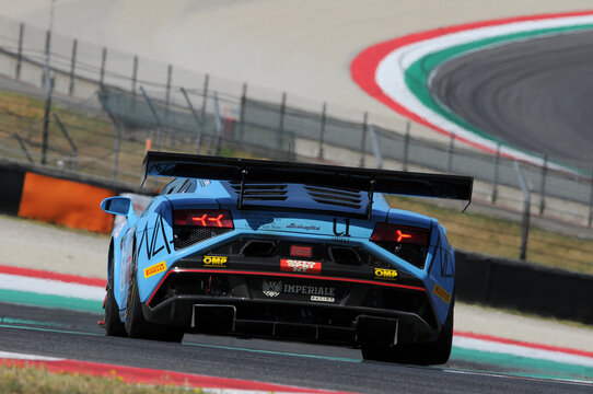 Mugello Circuit, Italy - July 17, 2016: Lamborghini Gallardo GT3 of Imperiale Racing Srl Team driven by Postiglione Vito and Barri Giacomo, Campionato Italiano GT in Mugello Circuit