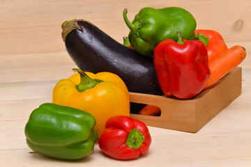 colorful fresh summer vegetables on the table