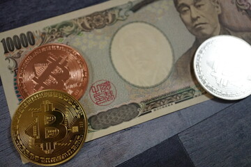 仮想通貨/ビットコインと一万円札（日本円）, Crypto Currency/Bitcoin, JPY